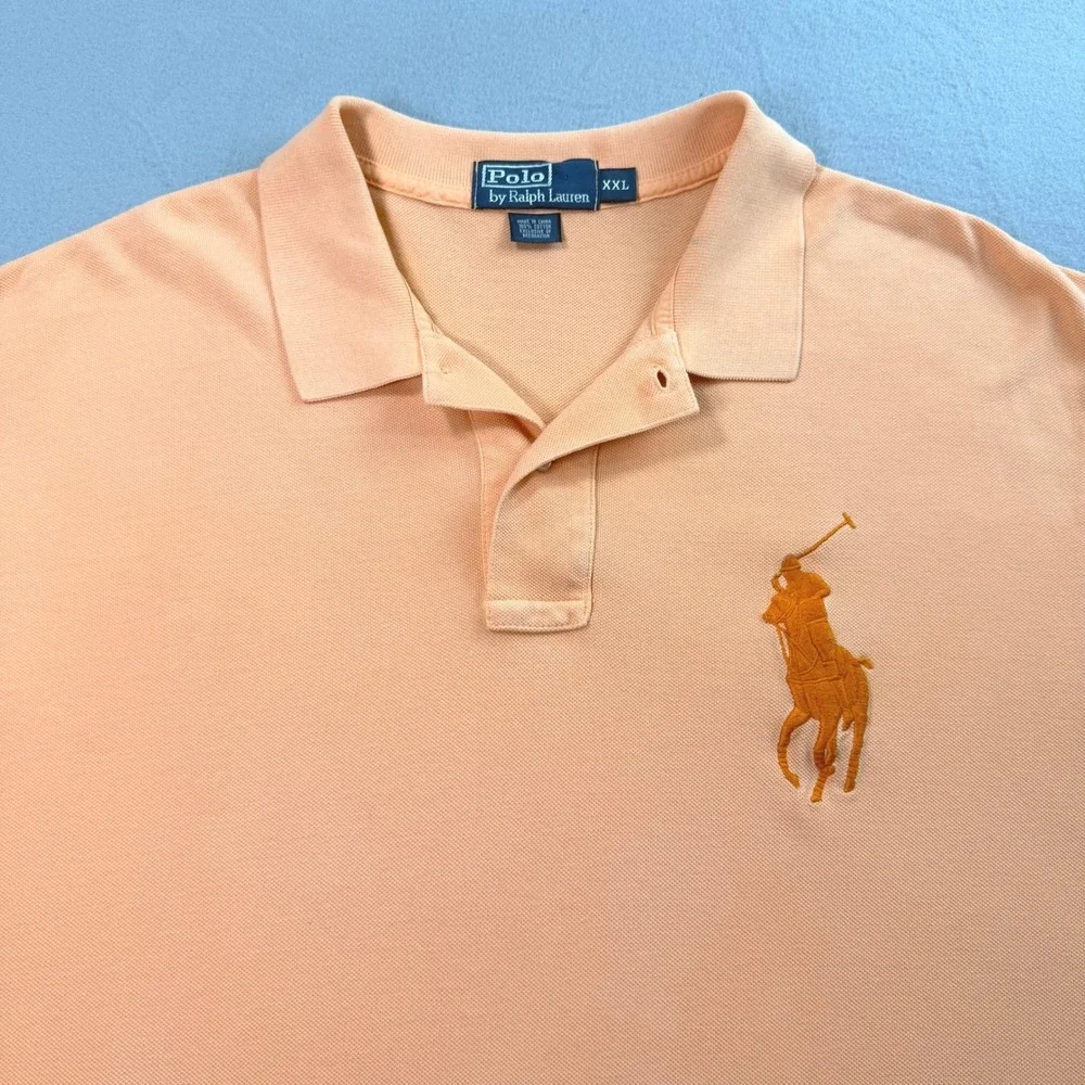 Polo Ralph Lauren Men's Orange Big Pony Polo Shirt Sz XXL Short Sleeve